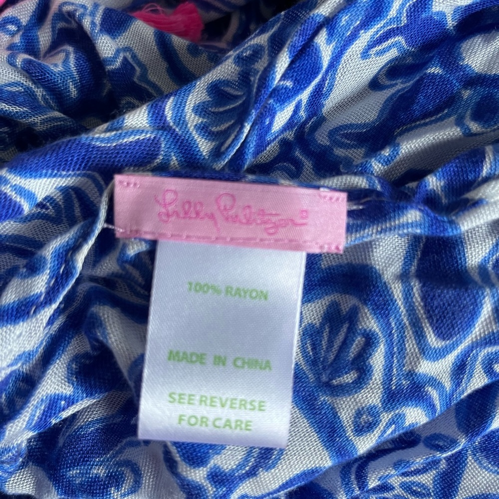 Lilly Pulitzer Riley Infinity Loop Scarf with Pink Tassels - Picture 5 of 5